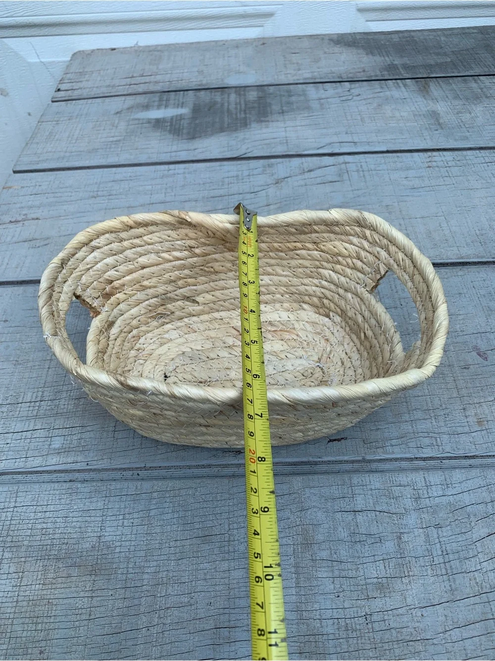 Handwoven Seagrass Low Oval Basket Storage Bin Tray with Handles Boho Organizing